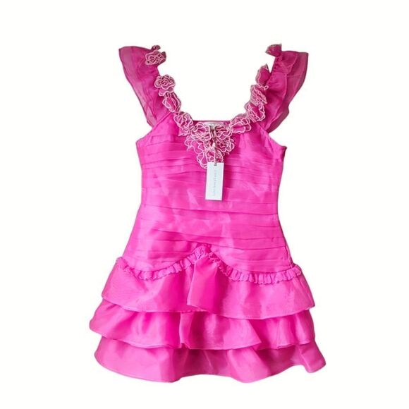 Loveshackfancy Sheer Roses Tiered Ruffled Filmy Chaya Dress Sz 8 NWT Flirty Fuch - Picture 9 of 16